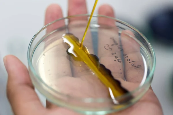 Testando Microbiologia Infecção Com Iodo Laboratório — Fotografia de Stock