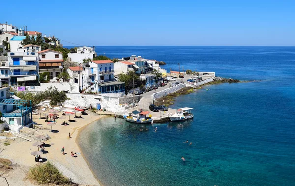 Lovely Greek Fisher Town Armenistis Quiet Summer Morning Port Local — Stock Photo, Image