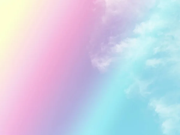 Himmel Och Moln Fantasi Bakgrund Med Pastell Färgade Gul Rosa — Stockfoto