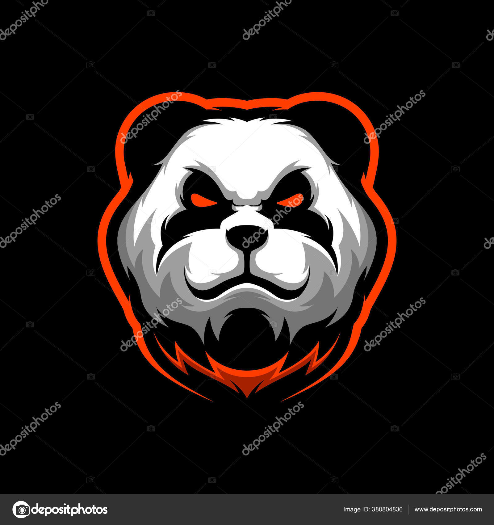 Angry Panda Head Mascot Logo Gaming Illustration Stock Vector By.