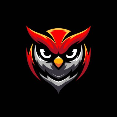 nocturnal owl head mascot illustration