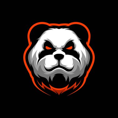 angry panda head mascot logo gaming illustration