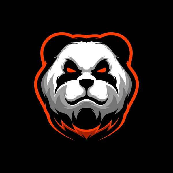 Angry Panda Head Mascot Logo Gaming Illustration — Stock vektor