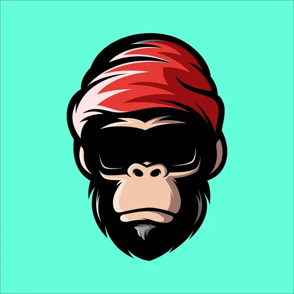 Awesome Monkey Glasses Logo Mascot Illustration — 图库矢量图片