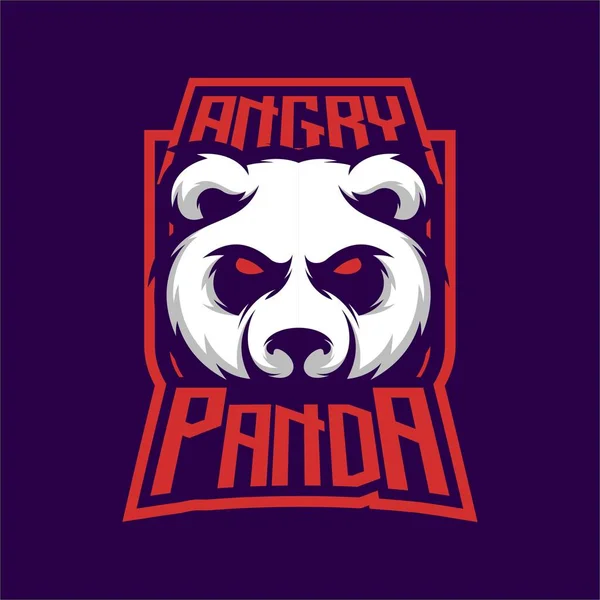 Angi Zli Panda Logo Maskot — Stok Vektör