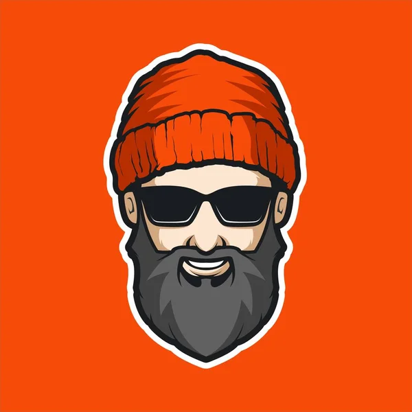 Baard Man Met Bril Logo Vector — Stockvector