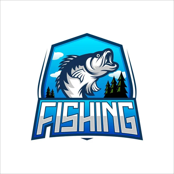 Fiske Klub Logo Mascot — Stock vektor
