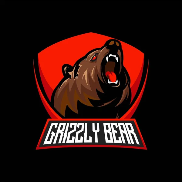Grizzly Bear Mascot Logo Illustration — Stock vektor