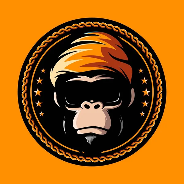 Hype Monkey Glasses Logo Vector Ilustração —  Vetores de Stock