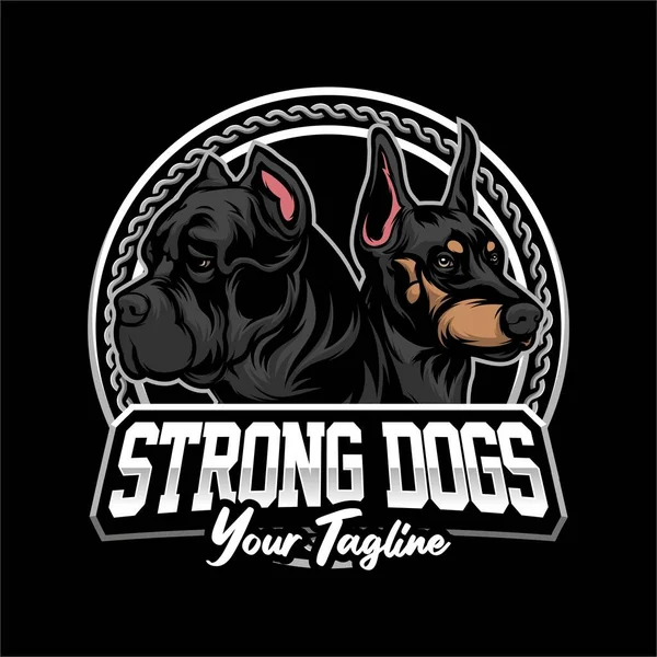 Strong Dog Logo Vector — Stok Vektör