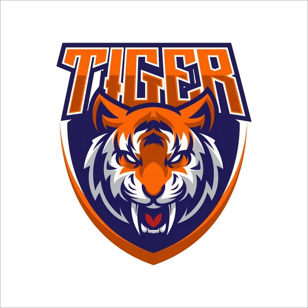 Illustration Vecteur Logo Mascot Tiger Shield — Image vectorielle