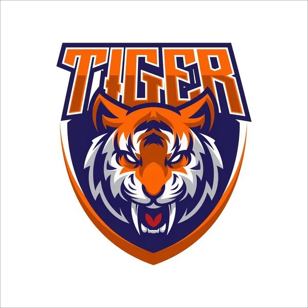 Tiger Shield Mascot Logo Vector Illustration Royaltyfria illustrationer