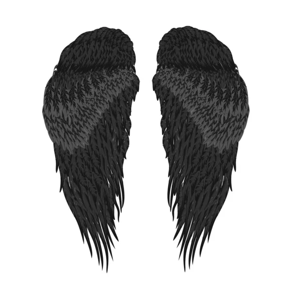 Ailes Ange Noir Gothique Isolé Sur Fond Blanc Graphiques Vectoriels — Image vectorielle