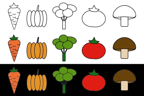 Ensemble Légumes Pour Une Alimentation Saine Carottes Citrouille Chou Fleur — Image vectorielle