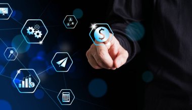 İnsan eli ve ağ dijital dönüşüm yönetimi, internet gibi şeyler. yeni teknoloji büyük veri ve iş süreci stratejisi, müşteri hizmetleri yönetimi.