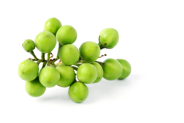 Grüne Auberginen Isoliert Auf Weißem Hintergrund Auberginenschneidepfad Erbsen Aubergine Solanum — Stockfoto