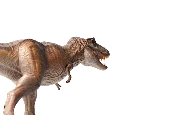 Tyrannosaurus Rex Dinosaurussen Speelgoed Bruin Geïsoleerd Witte Achtergrond Close Dinosaurus — Stockfoto