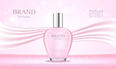 Pembe ipek kaplamalı 3 boyutlu parfüm şişesi
