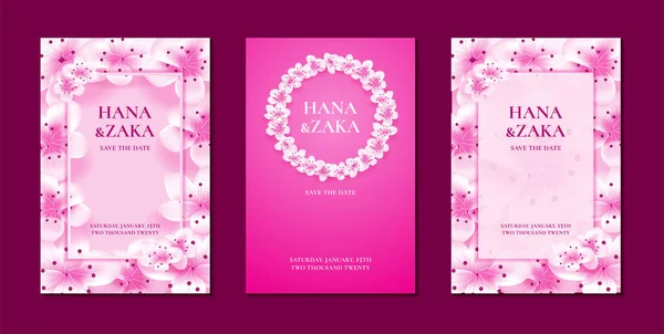 Wedding invitation cards sakura cherry blossom collection design template