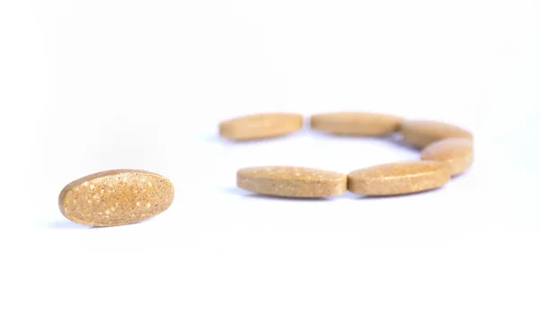 Vitamine Tabletten Witte Achtergrond Stockafbeelding