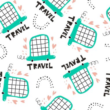 Çizgi film arabaları, el çizimi harfleri, dekorasyon unsurları. Renkli vektör, çocuklar için, düz stil. bebek tasarımı kumaş, baskı, tekstil, ambalaj