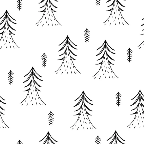 Padrão Sem Costura Com Árvores Desenhos Animados Vetor Plano Simples — Vetor de Stock