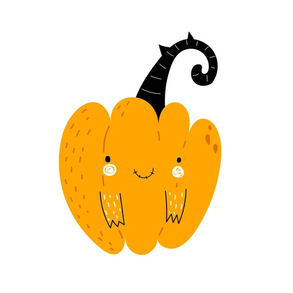 Caricature Citrouille Halloween Illustration Vectorielle Colorée Style Plat Conception Pour — Image vectorielle