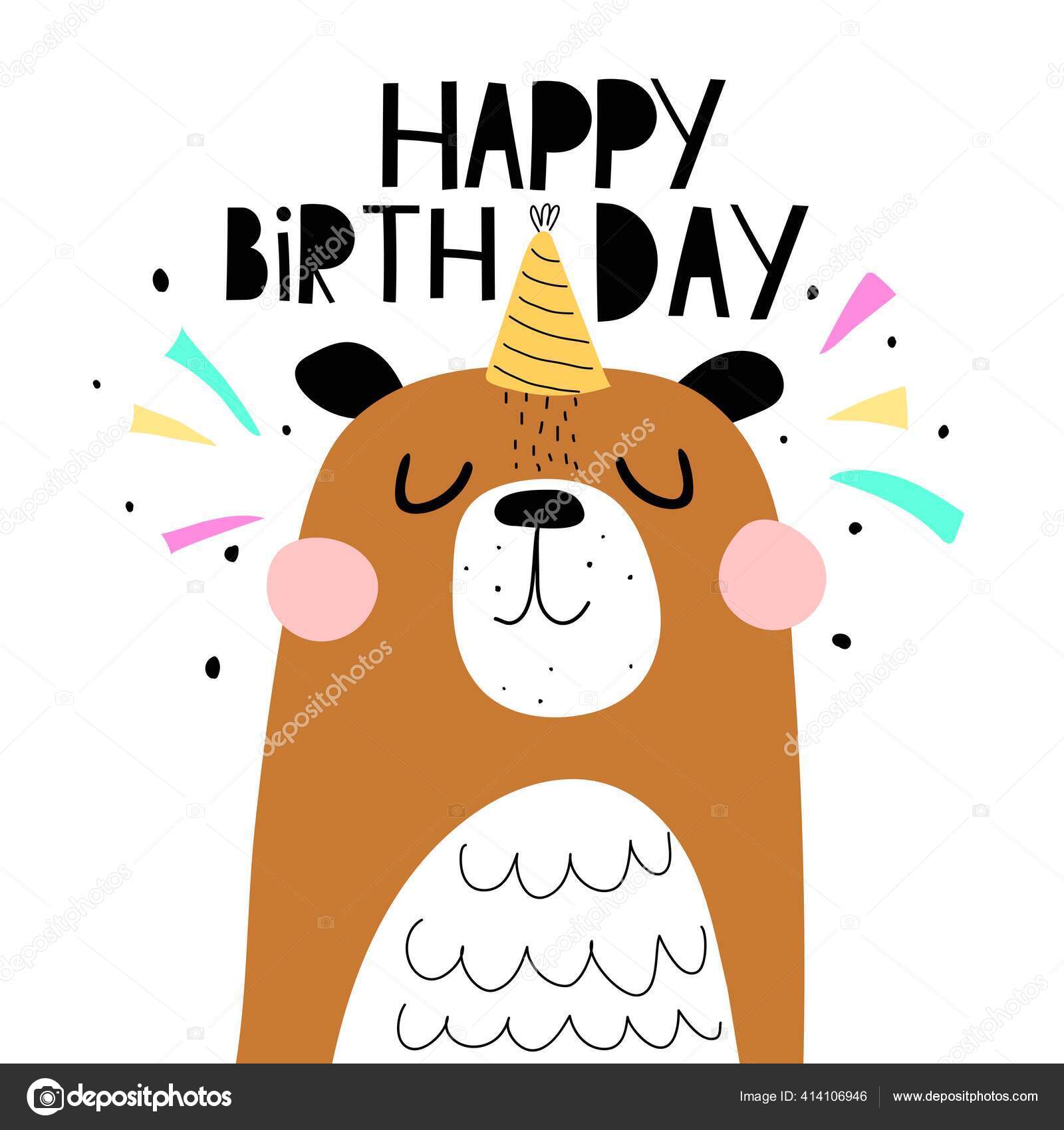 Joyeux Anniversaire Ours Dessin Anime Lettrage Dessin Main Elements Decoratifs Image Vectorielle Par An19 C Illustration Joyeux Anniversaire Ours Dessin Anime Lettrage Dessin Main Elements Decoratifs Image Vectorielle Par An19 C Illustration
