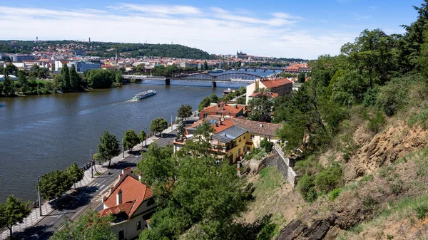 Nehri Vltava Prag Kalesi Charles Köprüsü Nden Vysehrad — Stok fotoğraf