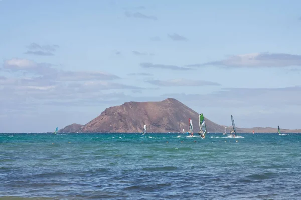 Los Lobos Island Corralejo Fuerteventura Scenic View Volcano Islalos Lobos — Stock Photo, Image