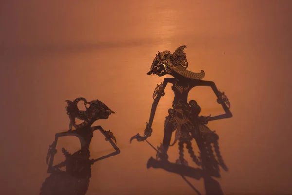 Wayang kulit, geleneksel bir kukla-gölge oyunu gösterisi, Yogyakarta, Endonezya