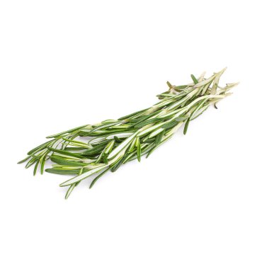 Beyaz arkaplanda yeşil biberiye tozu