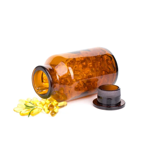 Siyah cam kapsüllü Omega kapsülleri. Eski tarz tıbbi kapsüller..