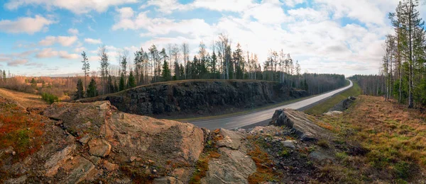 Autumn Landscape Highway 121 Sortavala Karelia Rusia — Foto de Stock