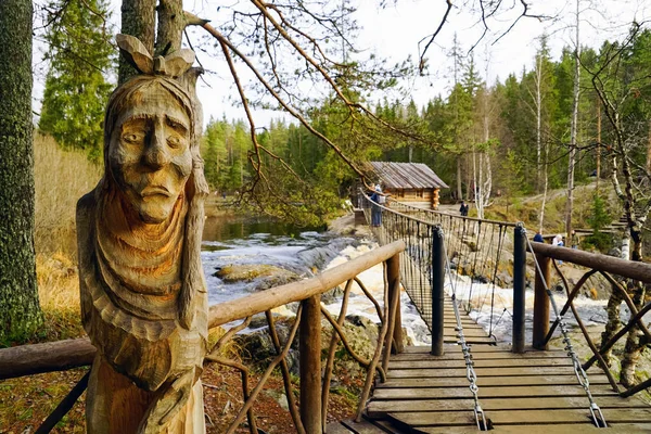 Rukávem Vodopád Ahvenkoski Ruskeala Vodopád Karelia Russia — Stock fotografie