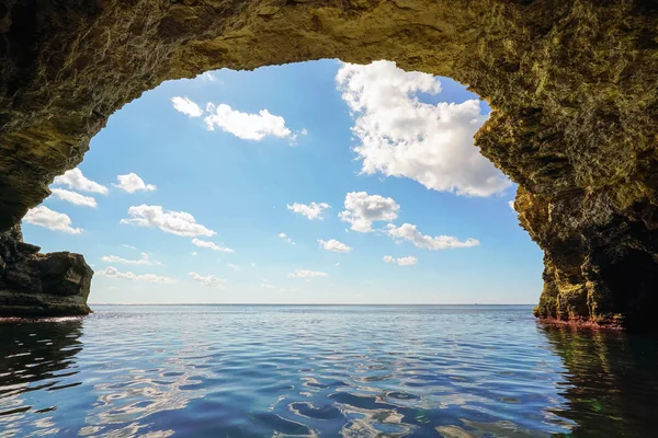 Grottes Côtières Pittoresques Sur Côte Mer Noire Crimée Tarkhankut Ukraine — Photo