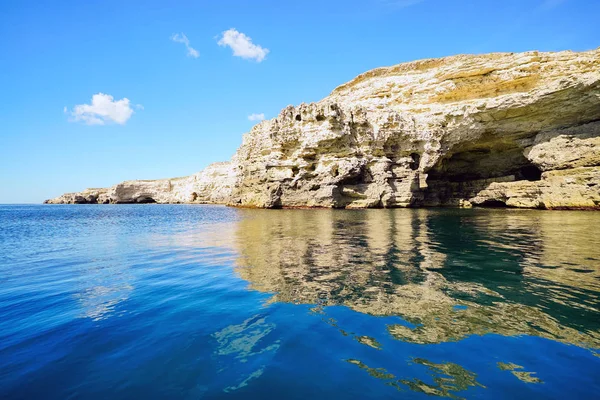 Grottes Côtières Pittoresques Sur Côte Mer Noire Crimée Tarkhankut Ukraine — Photo
