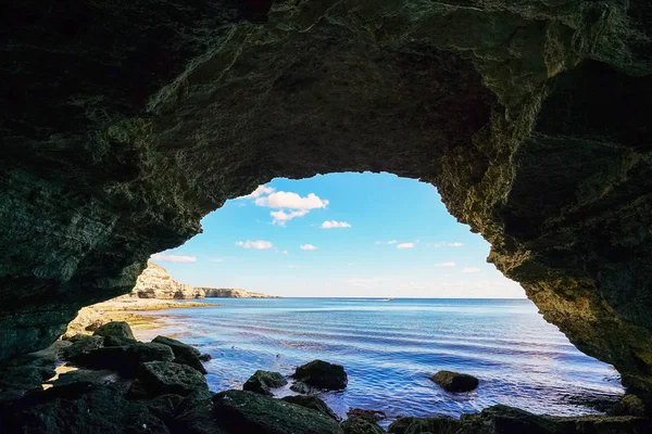 Grottes Côtières Pittoresques Sur Côte Mer Noire Crimée Tarkhankut Ukraine — Photo