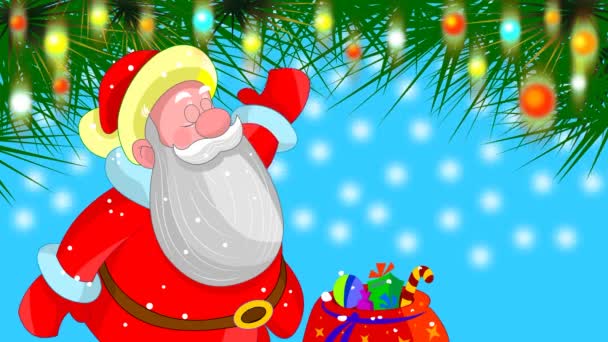 Santa Claus Comes Everyone Home Gives Gifts — Stock Video