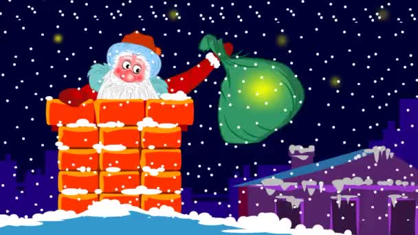 Weihnachtsmann Beschenkt Kinder Zum Weihnachtsfest — Stockvideo
