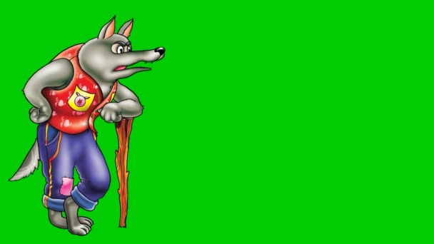 Three Pigs Cartoon Characters Terrible Wolf Comes Visit Three Piglets — Stock Video