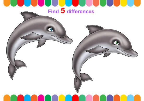 illustration, children\'s puzzle, educational game. Find 5 differences. For younger children. Cartoon characters.