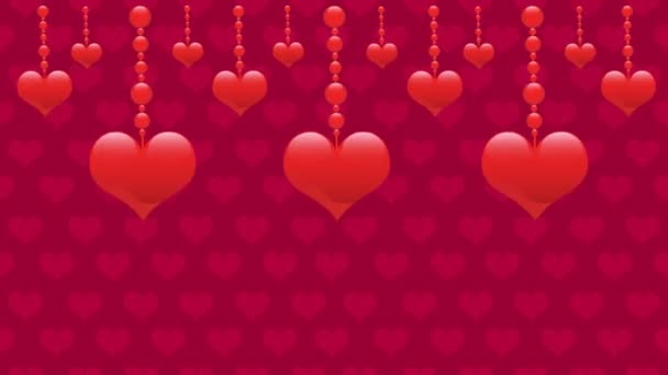 Rode Vliegende Harten Valentijnsdag Concept Animatie Beelden Video Clip — Stockvideo