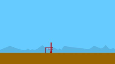 Animasyon. Petrol üretimi, petrol platformu. Yerden petrol çıkarma planı..