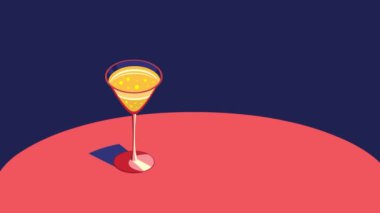 Animasyon, bardakta limon içeceği ve pipet içmek..