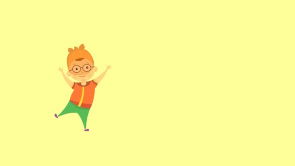 Animacja Powrót Szkoły Małe Dziecko Jest Szczęśliwe Idzie Jutro Szkoły — Wideo stockowe
