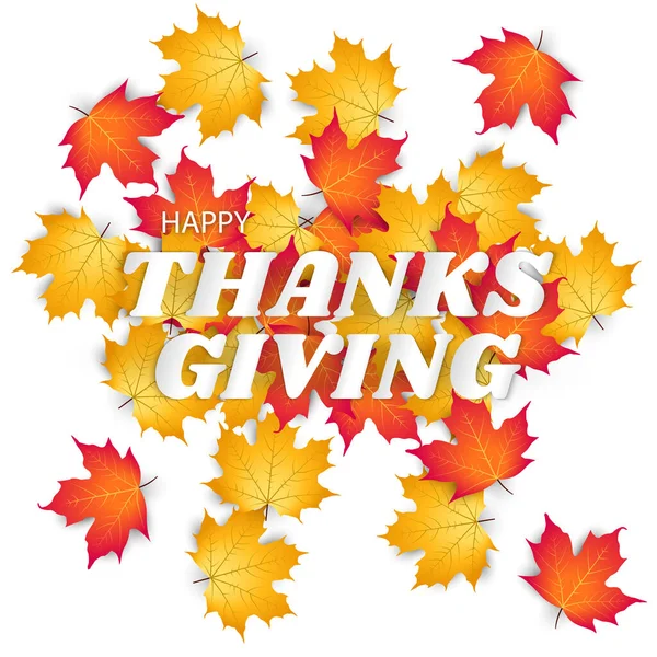 Moderne Happy Thanksgiving Day Hintergrund Mit Herbstblättern Ahornblätter Fallen Verstreut — Stockvektor