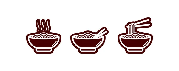 Icono Fideos Con Palillos Tallarines Ramen Color Negativo Para Sellos — Vector de stock