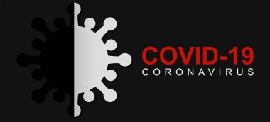 Roman Coronavirus 2019 N-CoV. Yaratıcı koronavirüs tasarımı fikri. Kağıt kesim tarzı ve siyah arka planda yaratıcı koronavirüs tasarımı kavramı. covid-19 web, afiş, etiket, broşür, bilgi, grafik ve diğerleri için tasarım şablonu.