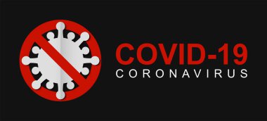 Covid-19 'u durdurun. Roman Coronavirus 2019 n-CoV enfeksiyon önleme yöntemleri bilgi grafikleri. Kağıt kesim tarzı ve siyah arka planda yaratıcı koronavirüs tasarımı kavramı. covid-19 web, etiket, broşür, bilgi, grafik kaynaklar için dizayn şablonu